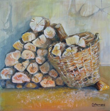제목이 "LA PROVISION"인 미술작품 Anne-Marie Callamard로, 원작, 기름 나무 들것 프레임에 장착됨