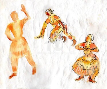 Drawing titled "Inde du sud (danses)" by Anne-Marie Mary, Original Artwork