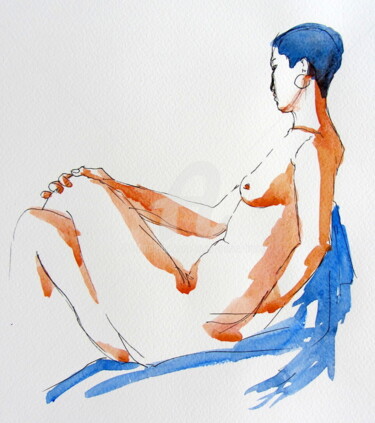 Peinture intitulée "croquis Solenn 5 dé…" par Anne-Marie Mary, Œuvre d'art originale, Encre