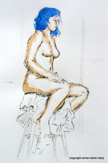 Painting titled "croquis Natalia 8 a…" by Anne-Marie Mary, Original Artwork, Watercolor