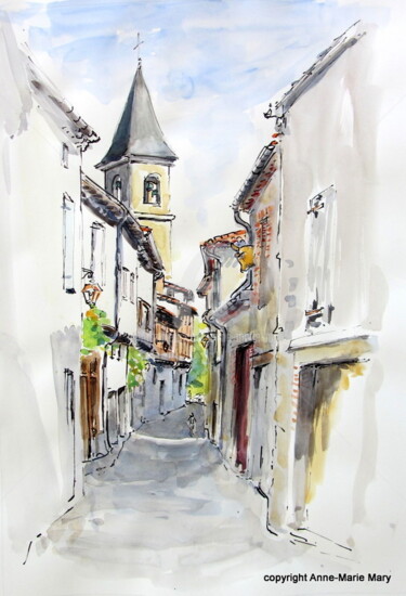 Painting titled "Lautrec : rue princ…" by Anne-Marie Mary, Original Artwork, Watercolor