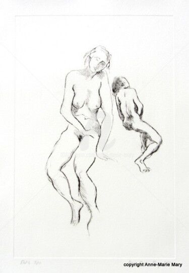 Gravures & estampes intitulée "Le corps décliné 1…" par Anne-Marie Mary, Œuvre d'art originale