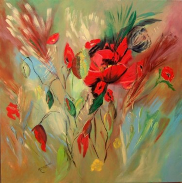 Peinture intitulée "les coquelicots de…" par Anne Marie Mazzocchi, Œuvre d'art originale, Huile