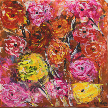 Painting titled "Fleurs d'automne" by Anne Marie Palaze, Original Artwork, Acrylic