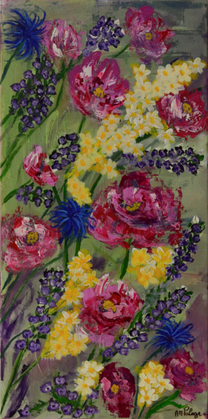 Painting titled "Parterre fleuri III" by Anne Marie Palaze, Original Artwork, Acrylic