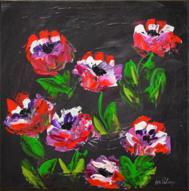 Painting titled "Les 7 Fleurs" by Anne Marie Palaze, Original Artwork, Acrylic