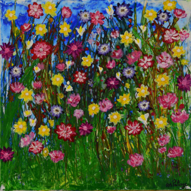 Peinture intitulée "Butte aux Fleurs" par Anne Marie Palaze, Œuvre d'art originale, Acrylique