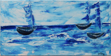 Painting titled "Bateaux noirs II" by Anne Marie Palaze, Original Artwork, Acrylic