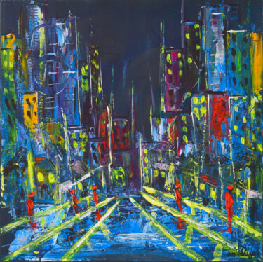Schilderij getiteld "City Avenue" door Anne Marie Palaze, Origineel Kunstwerk, Acryl