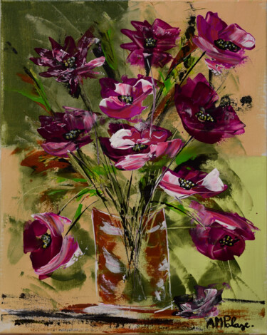 Malarstwo zatytułowany „Vase Fleuri VIII” autorstwa Anne Marie Palaze, Oryginalna praca, Akryl