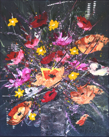 "Vase Fleuri IX" başlıklı Tablo Anne Marie Palaze tarafından, Orijinal sanat, Akrilik