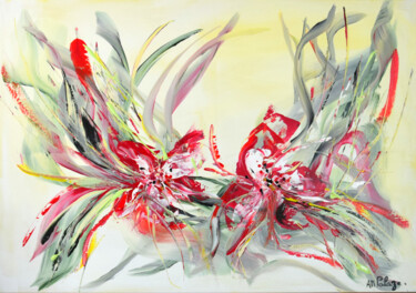 Painting titled "Fleurs des Îles III" by Anne Marie Palaze, Original Artwork, Acrylic