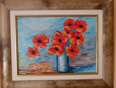 Malerei mit dem Titel "Bouquet rouge" von Anne-Marie Picot, Original-Kunstwerk, Öl