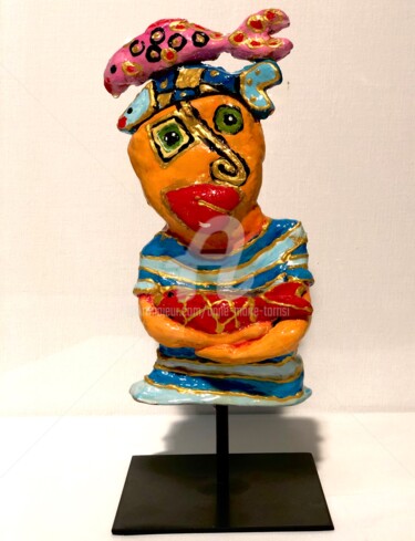 Sculpture titled "LE PÊCHEUR" by Anne Marie Torrisi, Original Artwork, Clay