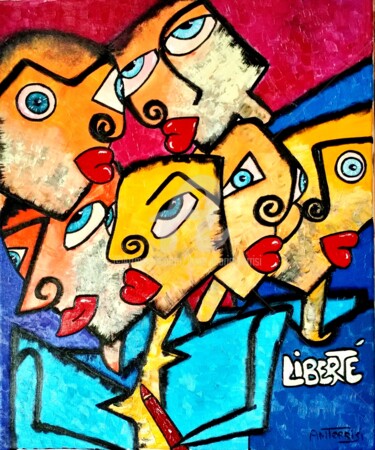 Картина под названием "LA LIBERTE*" - Anne Marie Torrisi, Подлинное произведение искусства, Масло Установлен на Деревянная р…