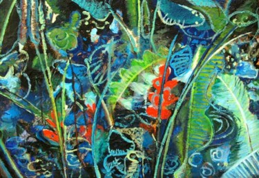 Peinture intitulée "Poésie tropicale" par Anne Maury, Œuvre d'art originale, Huile