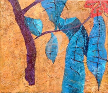 Peinture intitulée "Les feuilles bleues" par Anne Maury, Œuvre d'art originale, Huile
