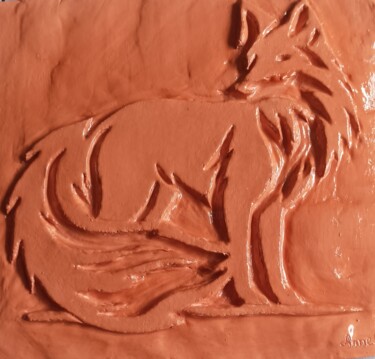 Sculpture titled "Le renard de terre" by Anne Olivier, Original Artwork, Clay