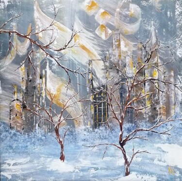 Painting titled "Arabesques sous la…" by Anne Robin, Original Artwork, Acrylic Mounted on Wood Panel