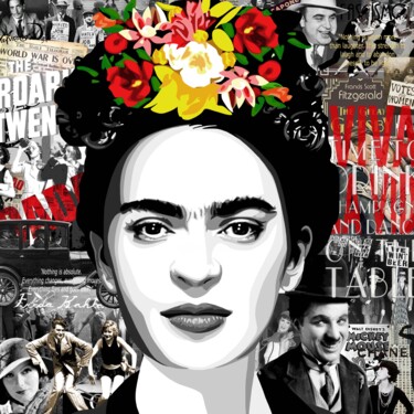 Painting titled "Frida Kahlo - 'the…" by Annejole Jacobs - De Jongh (Jole), Original Artwork, Acrylic Mounted on Wood Panel