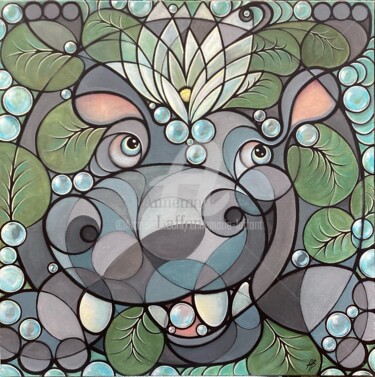 "Hippo" başlıklı Tablo Annemarie Laffont tarafından, Orijinal sanat, Akrilik Ahşap Sedye çerçevesi üzerine monte edilmiş