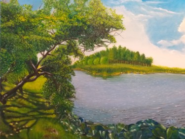 Peinture intitulée "Petit Etang du Colo…" par Ami, Œuvre d'art originale, Huile Monté sur Châssis en bois