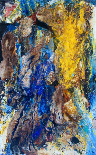 Peinture intitulée "bleu et jaune" par Anne Paul, Œuvre d'art originale, Huile