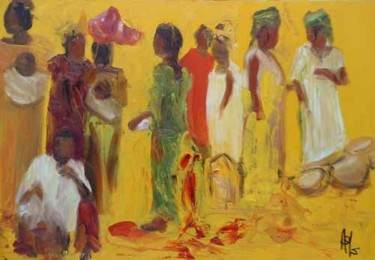 Peinture intitulée "Djenne jaune" par Anne Paul, Œuvre d'art originale