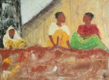 Peinture intitulée "sur le talus" par Anne Paul, Œuvre d'art originale, Huile