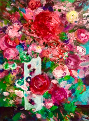 Painting titled "Roses" by Anne Samson, Original Artwork, Acrylic