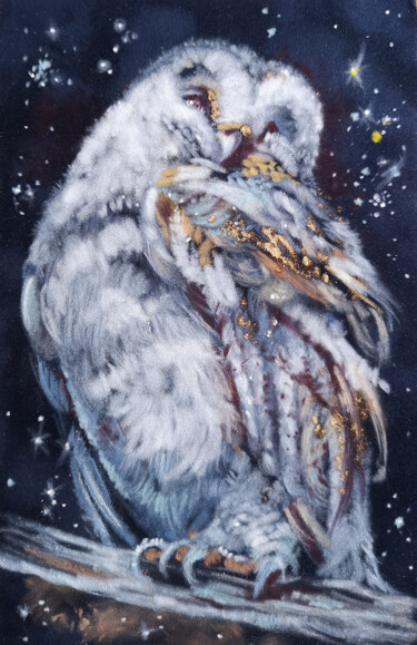 Dibujo titulada "Owl pastel painting" por Annet Loginova, Obra de arte original, Pastel
