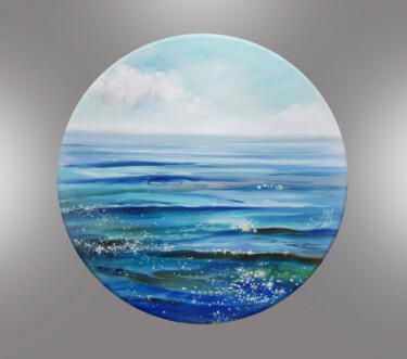 Pittura intitolato "Sea painting on can…" da Annet Loginova, Opera d'arte originale, Olio