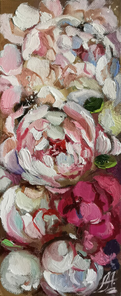Painting titled "The Peony Palette.…" by Annet Loginova, Original Artwork, Gouache
