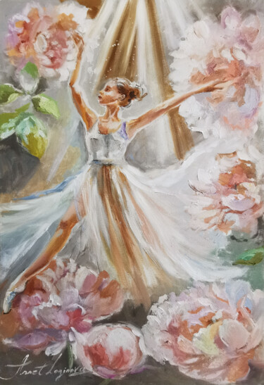 Painting titled "Le Ballet. Delicate…" by Annet Loginova, Original Artwork, Oil Mounted on Wood Stretcher frame