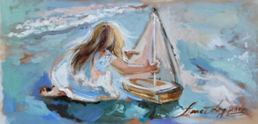 Painting titled "My Boat. Original M…" by Annet Loginova, Original Artwork, Oil