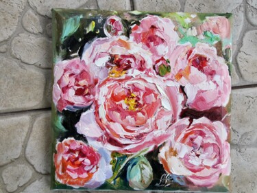 Schilderij getiteld "Pink flowers painti…" door Annet Loginova, Origineel Kunstwerk, Olie