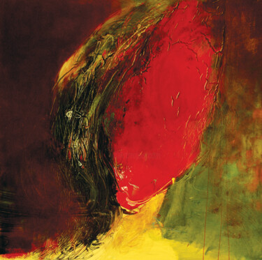 Schilderij getiteld "Red Head (Left)" door Annette Wyrick-Solari, Origineel Kunstwerk, Acryl Gemonteerd op Frame voor houten…