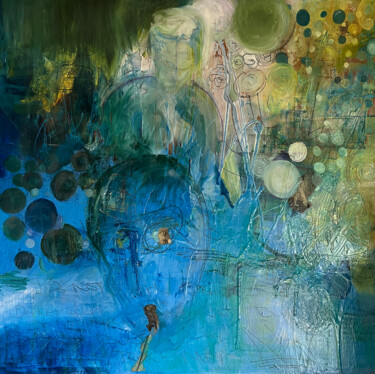 제목이 "Fluid (Right)"인 미술작품 Annette Wyrick-Solari로, 원작, 아크릴 나무 들것 프레임에 장착됨