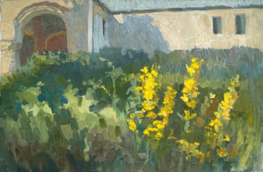 Malerei mit dem Titel "Yellow flowers and…" von Ann Golub, Original-Kunstwerk, Öl