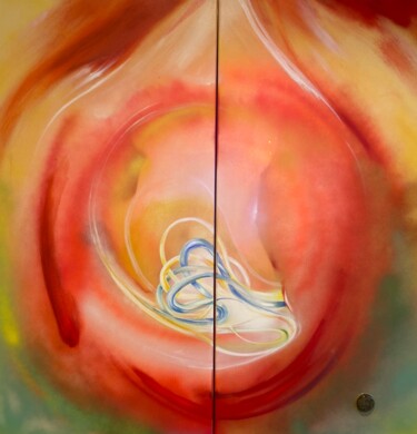 Schilderij getiteld "Au coeur…" door Annick Deltenre, Origineel Kunstwerk, Acryl Gemonteerd op Frame voor houten brancard