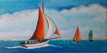 Painting titled "VIREMENT DE BORD" by Annick Le Guelvout, Original Artwork, Oil