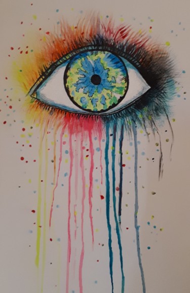 Peinture intitulée "Oeil" par Nanou, Œuvre d'art originale, Acrylique