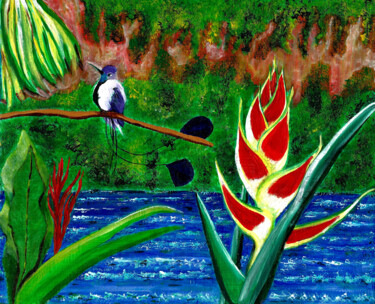 Malerei mit dem Titel "Fable tropicale" von Annie Décarpes (kirova), Original-Kunstwerk, Acryl