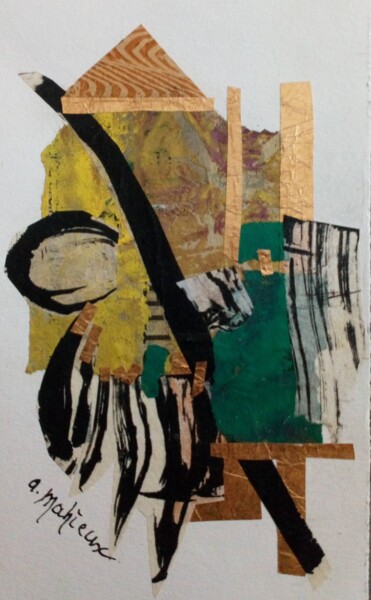 Peinture intitulée "Composition" par Annie Mahieux, Œuvre d'art originale, Collages