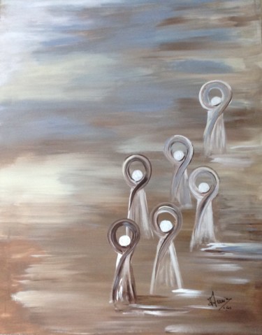 Painting titled "Ensemble 7" by Annie Galipot, Original Artwork, Acrylic