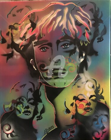 Peinture intitulée "King of pop art (au…" par Annie Predal, Œuvre d'art originale, Bombe aérosol