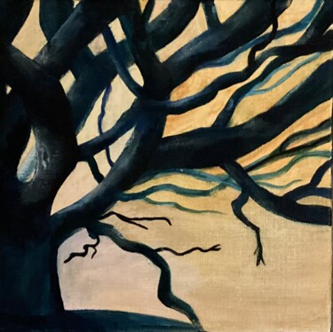 Painting titled "L arbre bleu" by Annie Proust, Original Artwork, Acrylic