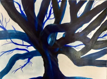 Painting titled "Les bleus des arbres" by Annie Proust, Original Artwork, Acrylic