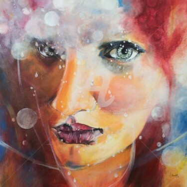 Peinture intitulée "sous la pluie" par Annie Roudet, Œuvre d'art originale, Acrylique