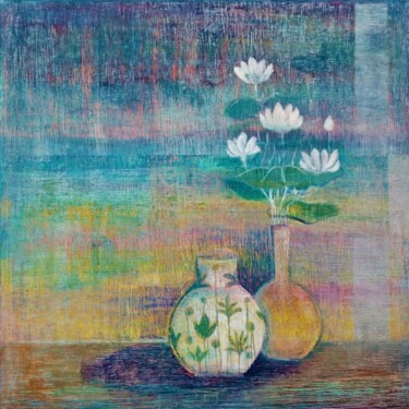Dessin intitulée "Le petit pot chinois" par Annie Vandemalle, Œuvre d'art originale, Pastel